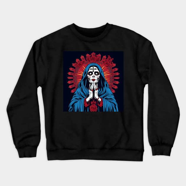 Day Of The Dead - Praying La Calavera Catrina - Santa Muerte Crewneck Sweatshirt by VisionDesigner